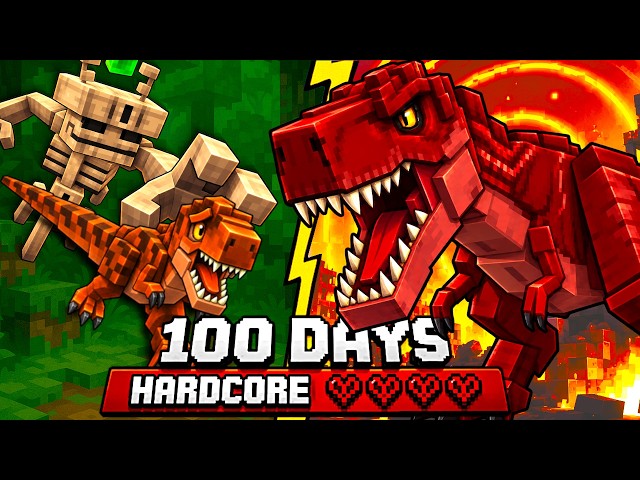 I Survived 100 DAYS As a T Rex Alpha in HARDCORE Minecraft!