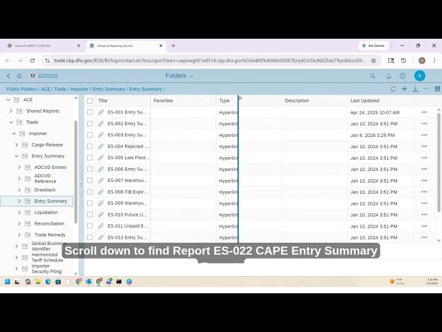 ACE Reports ES-022 - CAPE Refund Summary Entry Report