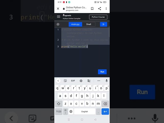 How to print any word in python👩‍💻 / python online compiler #python #tutorial #shorts