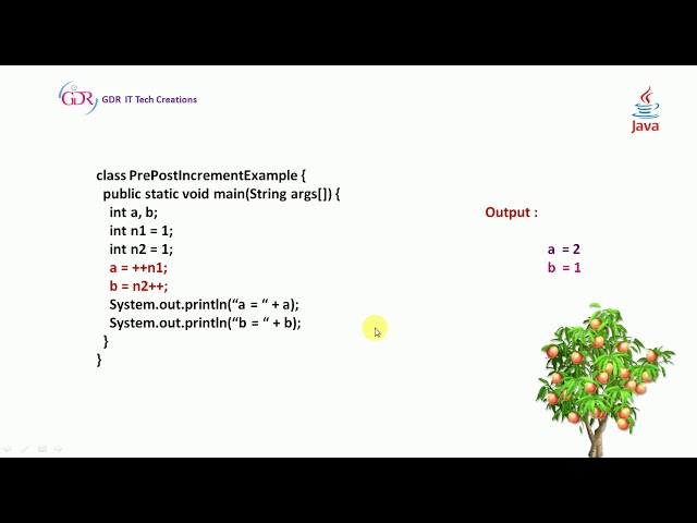 Increment, Decrement & Conditional Operators in Java in Telugu