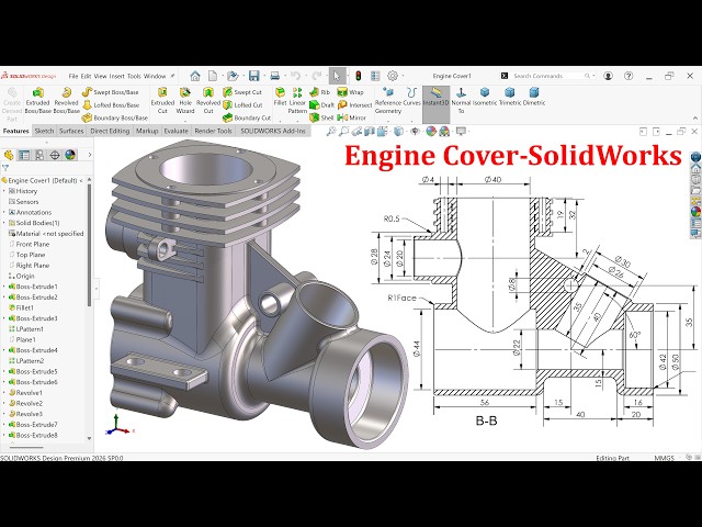 Engine Cover Modeling in SolidWorks