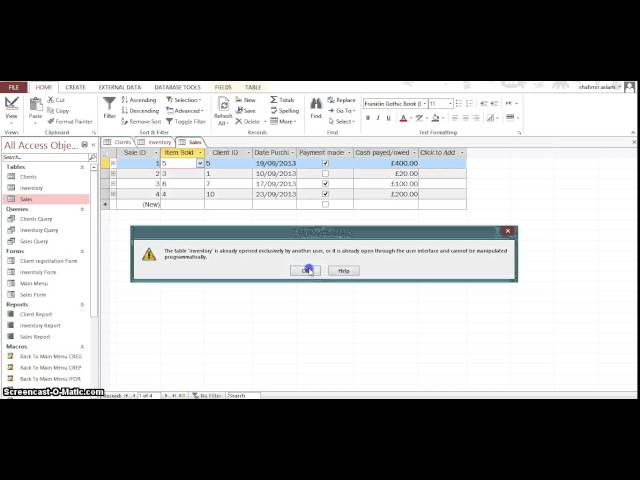 ITGS Database IA :  Management of Sales