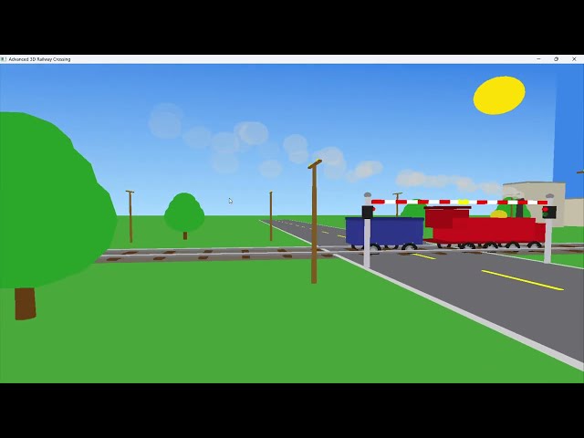 Advanced 3D Railway Crossing Animation using Python OpenGL | Computer Graphics Project