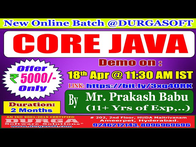 CORE JAVA Online Training @ DURGASOFT