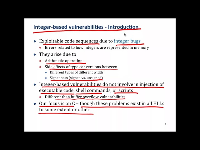 CS513 2022 Lecture 7 Integer based Vulnerability, Format String Vulnerability