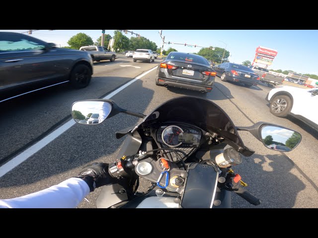 Beginner Rider On GXSR-600 | First Time In Traffic