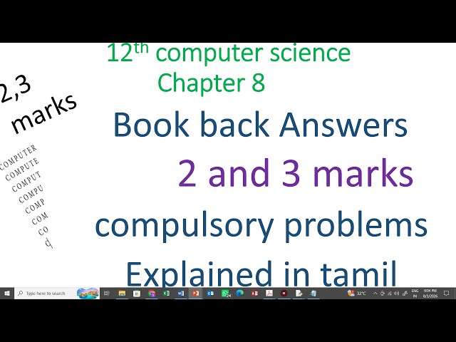 12th cs chapter 8 book back answers | 2,3 marks compulsory programs