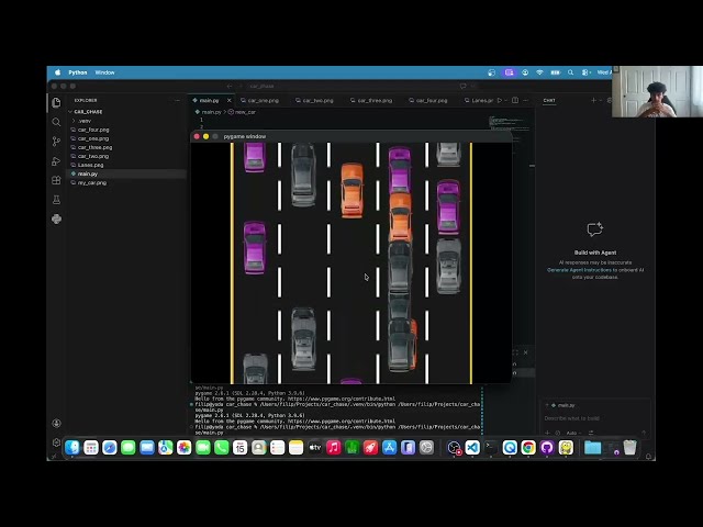 Python PyGame Tutorial #1 Part 2. How to Make a Car Chase Game in Python With PyGame Step by Step