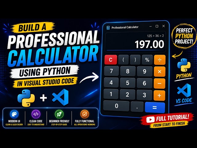 Build a Professional Calculator App in Python Using Visual Studio Code | Modern GUI Tutorial