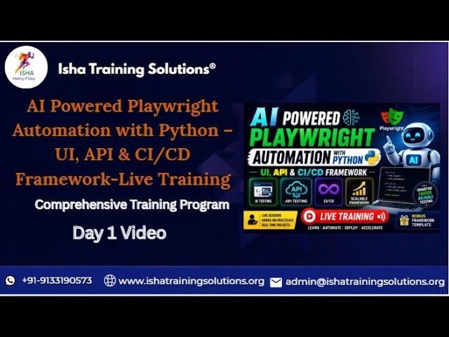 Playwright Automation with Python Day 1 Video on 3rd July 2026.Call/WhatsApp on 9133190573 to Enroll