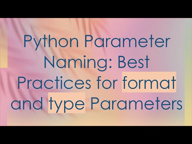 Python Parameter Naming: Best Practices for format and type Parameters