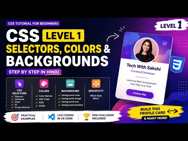CSS Selectors, Colors & Backgrounds in Hindi