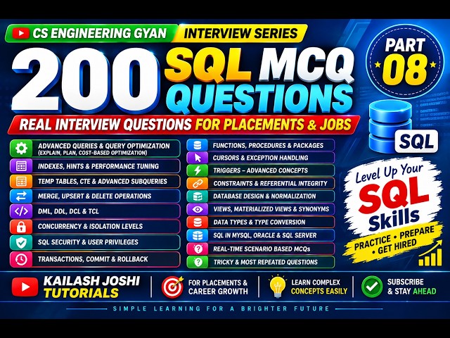 200 SQL MCQ Questions Part 08 | Most Asked SQL Interview Questions & Answers | SQL Interview Series