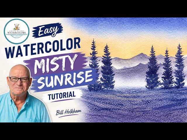Easy Misty Sunrise Watercolor Tutorial for Beginners
