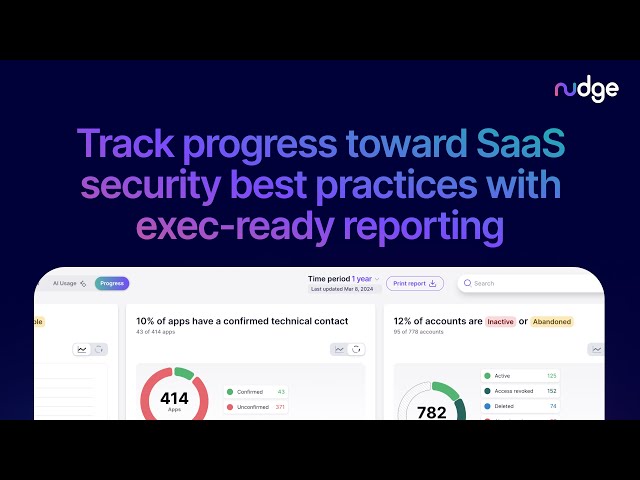 Track progress toward SaaS security best practices with exec-ready reporting