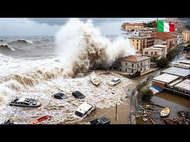 Italy Under Storm !🌀 Cyclone Harry Smashes Sicily with 19-Foot Waves 🌊 Causing Massive Destruction