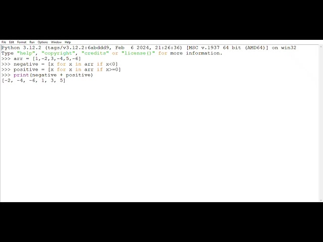 Python program : WAP in array to move negative number to beginning 