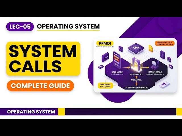 Lect 05- System Calls in Operating System | Complete Guide, Types, Modes & Context Switch