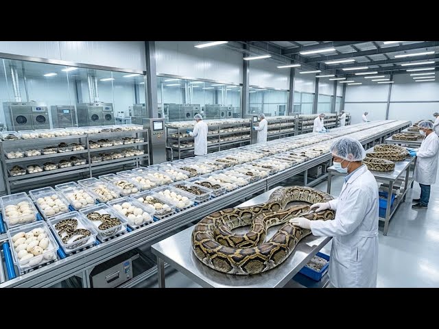 Inside Massive Snake Hatchery & Industrial Farm: Incredible Scale Python Breeding You've Never Seen