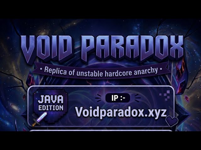 UnstableSMP Replica ip: VoidParadox.xyz  Java • Bedrock • Cracked• Port: 25565 Die once, you're out.