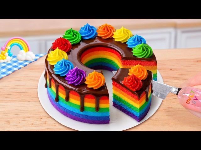 Satisfying Miniature Rainbow Chocolate Cake Decorating 🌈Mini Cakes Making