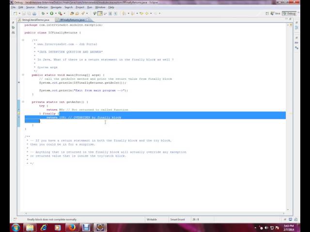 Return Statement in Finally
