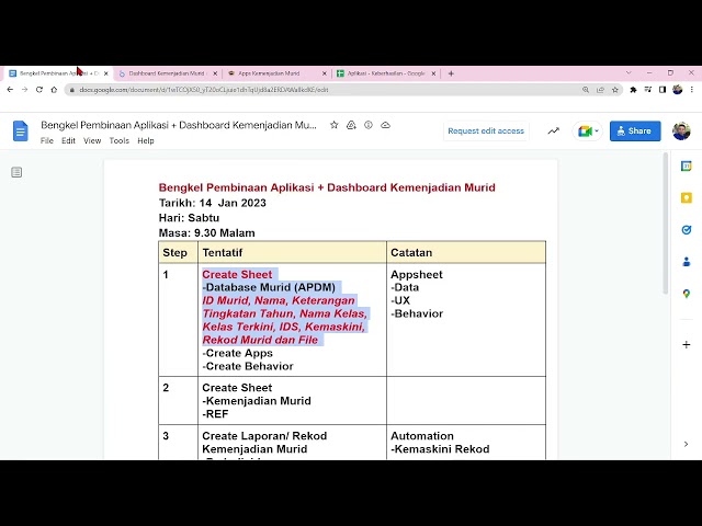 Step 1 | Create Sheet Database