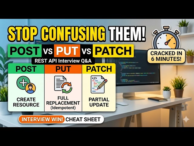 POST vs PUT vs PATCH – Cracked in 6 Minutes | REST API Interview Q&A