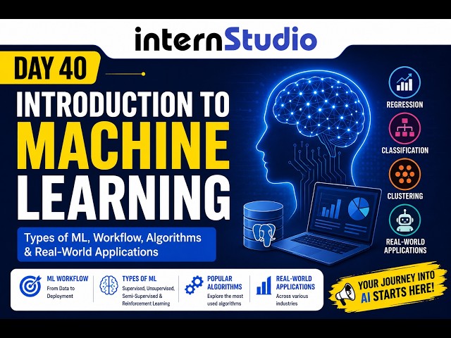 Day 40: Introduction to Machine Learning | Types of ML, Workflow, Algorithms