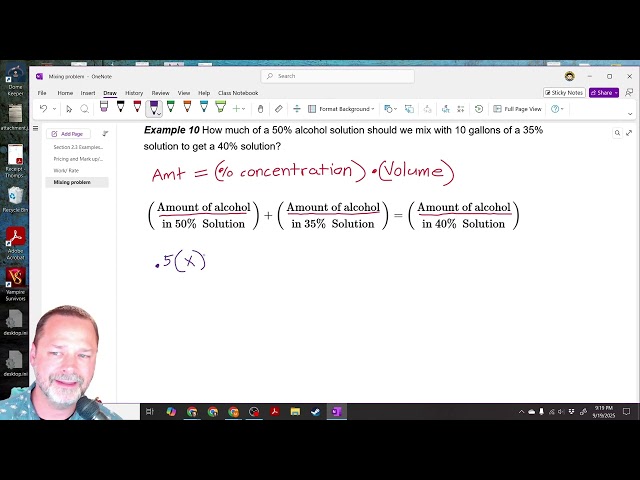 Word problem -  mixing problem example