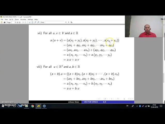 DEFINITION PROPERTIES AND EXAMPLES OF VECTOR SPACE -I