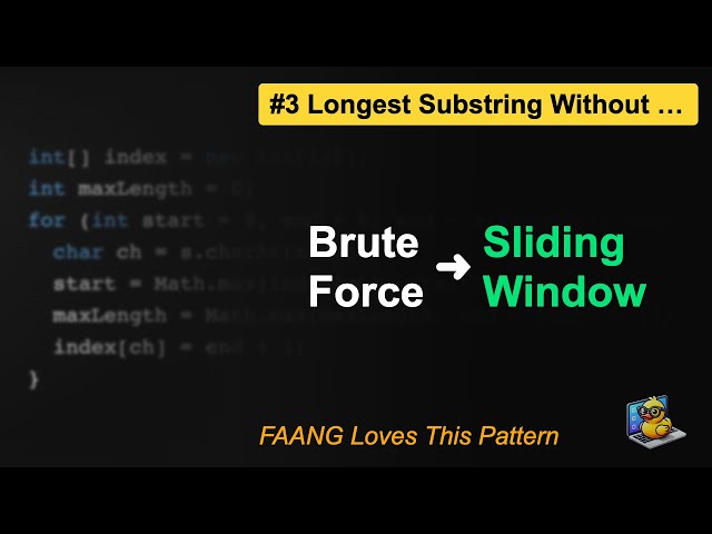 LeetCode #3: Longest Substring Without Repeating Characters in Java | Brute Force to Sliding Window!