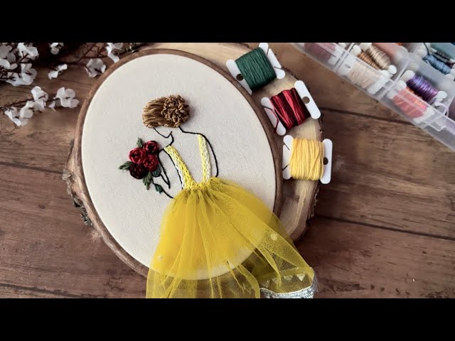 Beautiful girl and flowers embroidery tutorial || Embroidery for Beginners - Let’s Explore