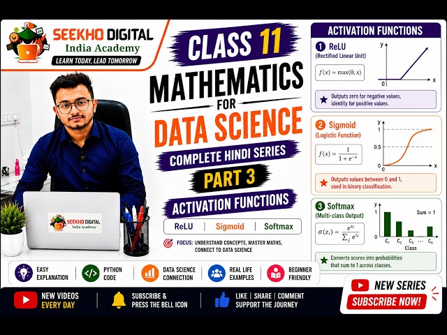 Mathematics for Data Science | Class 11 | Activation Functions (ReLU) | Complete Hindi Course