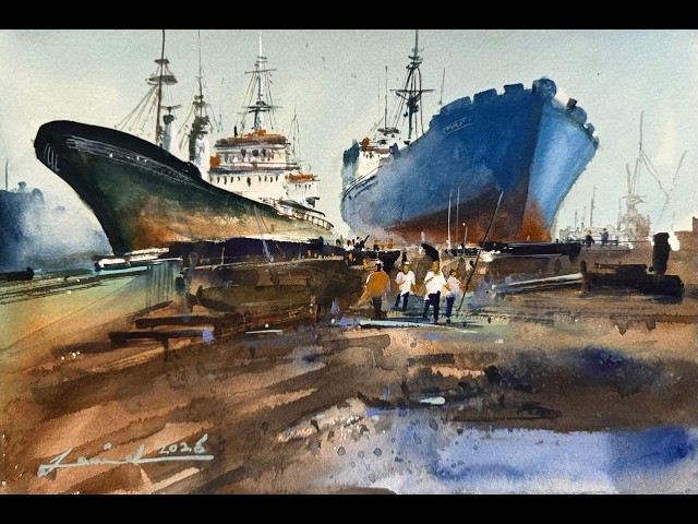 How to Paint Ships in Dry Dock | Watercolor Tutorial