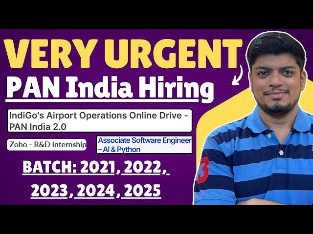 🔥Very Urgent Hiring & PAN India Hiring | Indigo, Zoho, MSCI, Adani Hiring | Off-Campus Drive 2026-21