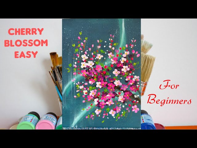 #001 | Easy Acrylic Painting Tutorial | Cherry Blossom Tree Under Starry Galaxy Night Sky 🌌🌸