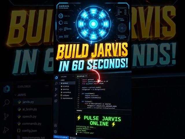 I Built Tony Stark's Real JARVIS AI in 60s! (EP 1) 🤖⚡ #shorts #ai #jarvis