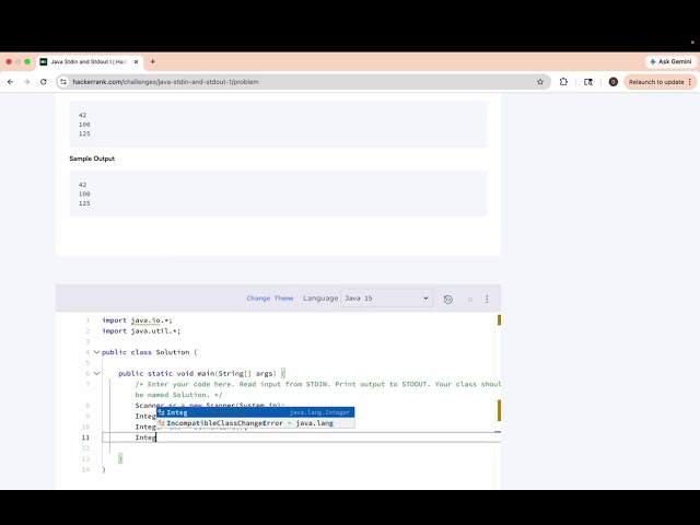 Hackerrank Java Stdin and Stdout I