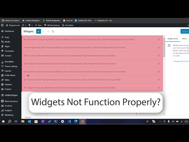 Widgets not function properly. Fix it. | wordpress