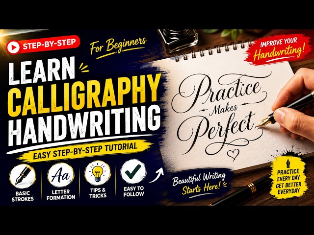 Learn Calligraphy Handwriting ✍️ | Easy Step-by-Step Calligraphy Tutorial for Beginners