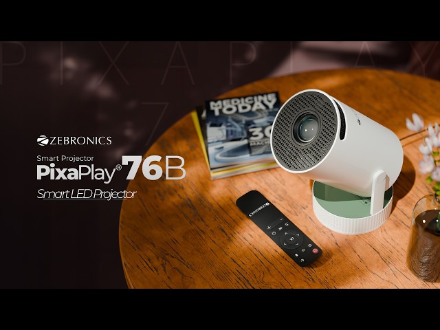 PixaPlay 76B Smart Projector | Built-in Apps, 4K Input & Auto Keystone