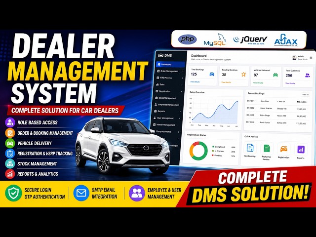 Dealer Management System for Car Showroom  PHP, MySQL, jQuery & AJAX  Complete DMS Source Code