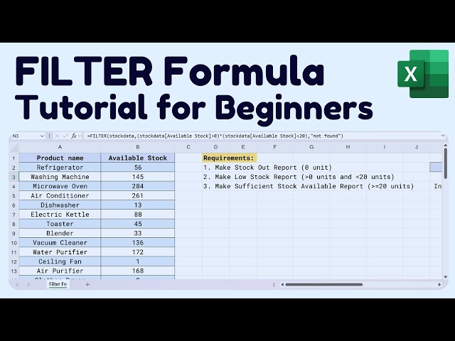 How to Use FILTER Formula in Excel (Tutorial for Beginners)