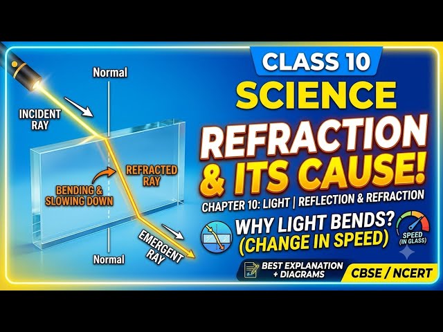 Refraction of Light & Its Cause | Class 10 Science Chapter 9 | Light Reflection and Refraction NCERT