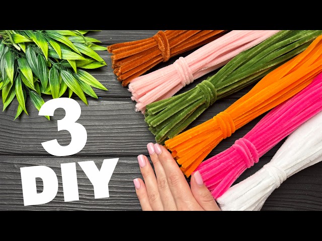 3 IDEAS Easy Pipe Cleaner Flowers 🌸 DIY Chenille Stems Decoration Crafts