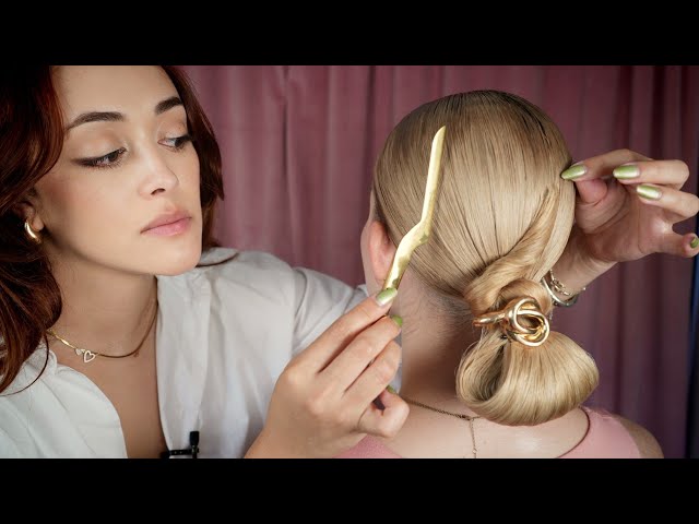 ASMR Low Updo Hairstyle | Simple & Stylish Pinning, Smoothing & Finishing Touches | Soft-Spoken