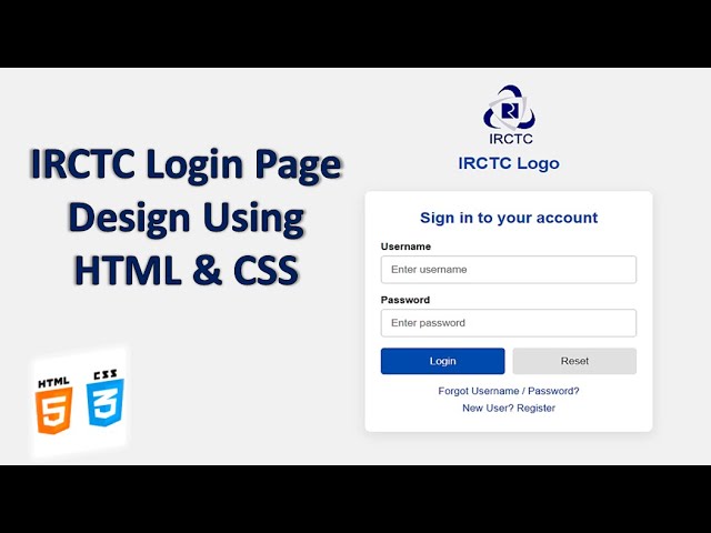 IRCTC Login Page html & CSS | html & CSS projects.