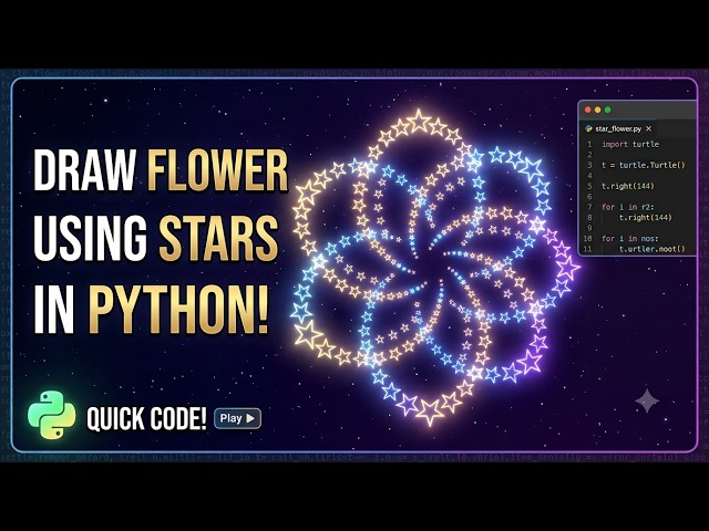 How To Draw Flower Using Stars In PYTHON 🐍 ( ASMR KEYBOARD )