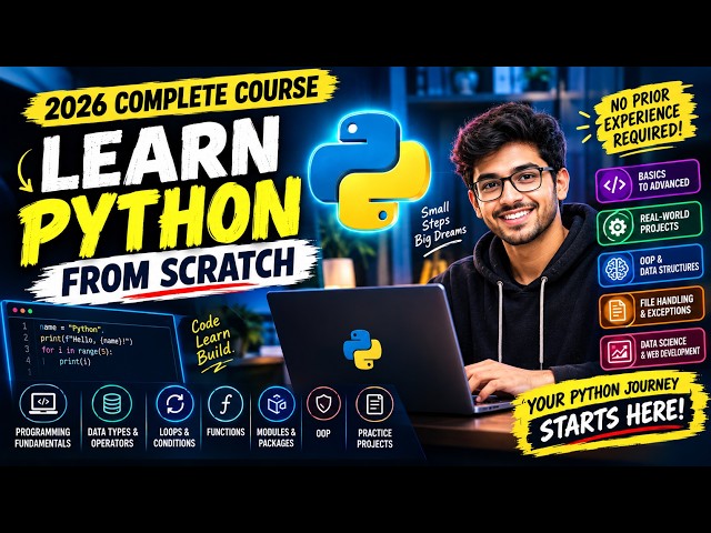 Python 101 Complete Course  || Learn Coding, OOP, Data Structures & More